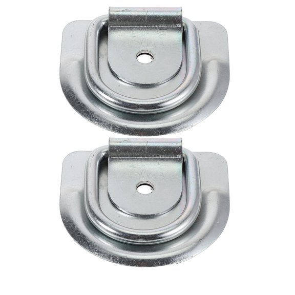 ELAYARD 2Pcs Plated Silver Load Bearing Tie Down Rings Forged D Hooks for Secure Cargo Transport