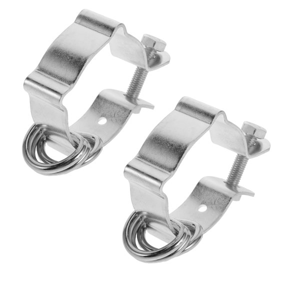 ELAYARD 2Pcs Plated Silver Metal Pole Clips Heavy Duty for Outdoor Shade Sail and Canopy Support