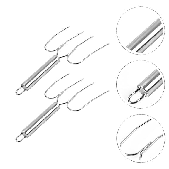 ELAYARD Set of 2 Plated Stainless Steel BBQ Forks with Comfortable Ergonomic Handles for Turkey, Steak, and Grilling
