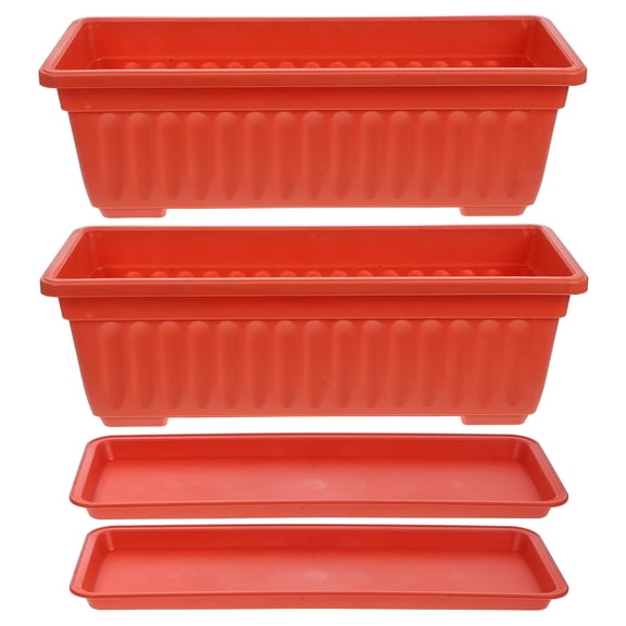 ELAYARD 2Pcs Dark Red Plastic Flower Pots for Balcony and Home Gardening