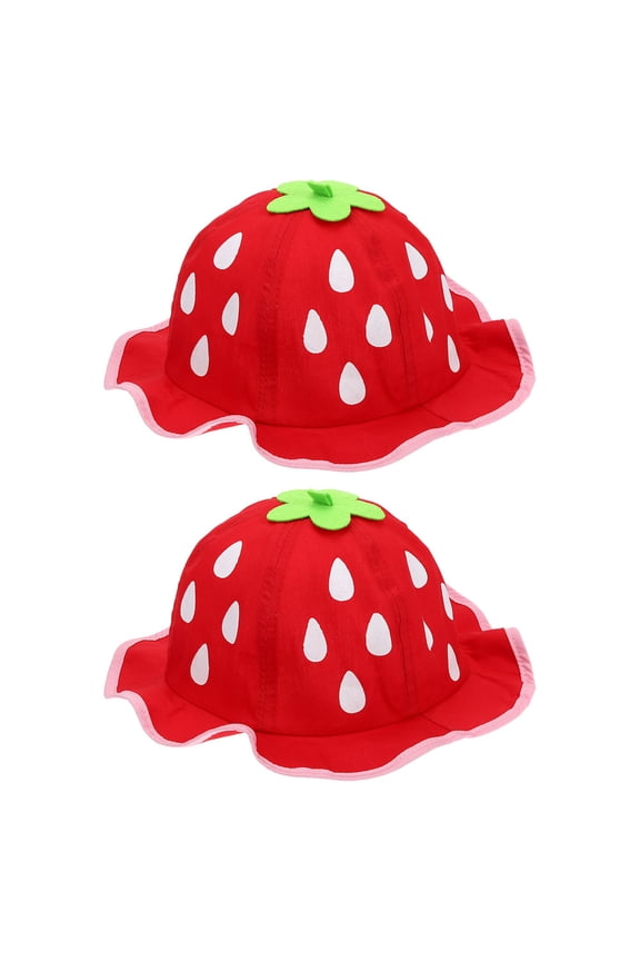 Strawberry Hat Red Cotton Lightweight Breathable for Decor Use 2Pcs