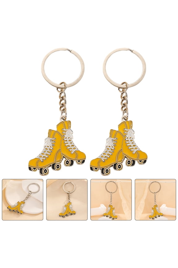 2-Pack Roller Skate Keychains Metal Charms for Backpack, Purse, and Keys - Multicolor Pendant Accessories