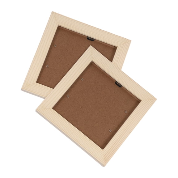 ELAYARD 2Pcs Khaki Wood Cd Organizer Stand and Rustic Picture Frame for Home Wall Decor