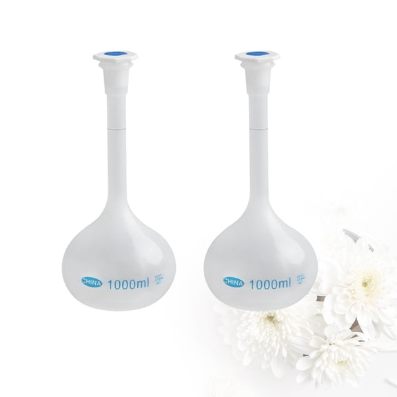 ELAYARD 2Pcs Sealed White Volumetric Flask Laboratory Supplies High Temperature Resistant Plastic Bottle