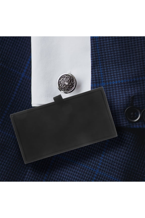 2pcs Cufflinks Box Black PU Classic Storage for Gentlemen
