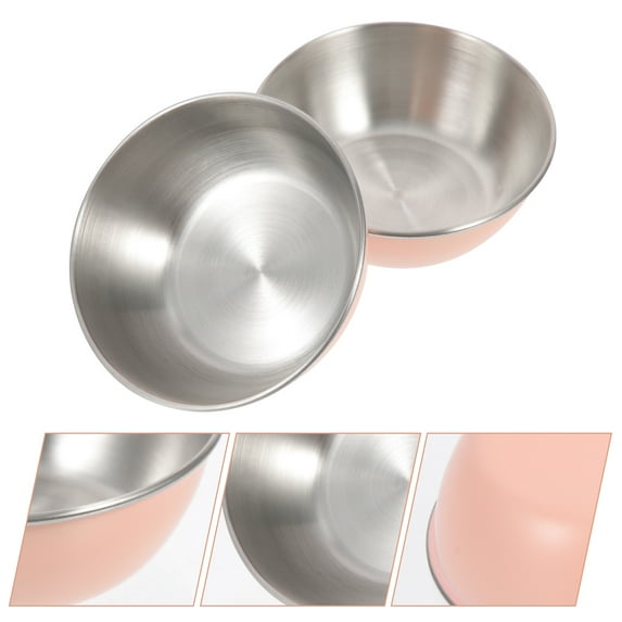 ELAYARD 2Pcs Sushi Dipping Bowls Stainless Steel Round Dishes for Restaurants