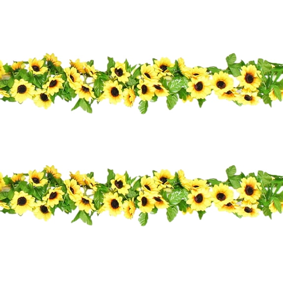 ELAYARD Set of 2 Artificial Sunflower Rattan Hanging Decorations for Home, Party, Wall, and Outdoor Greenery Decor