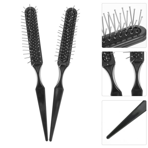 ELAYARD 2Pcs Backcombing Hair Brush with Rounded Tips for Comfortable Hair Teasing Black