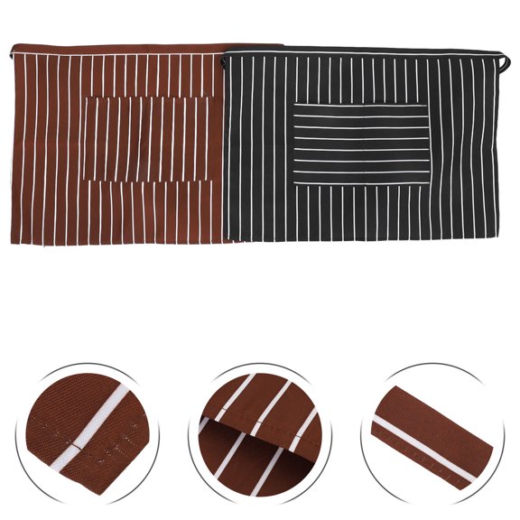 ELAYARD 2Pcs Striped Waist Aprons with Pockets Adjustable Fit for Waitstaff Kitchen Work