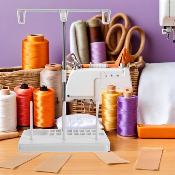 ELAYARD Adjustable Sewing Machine Thread Holder White Plastic Wide Spool Compatibility 2Pcs