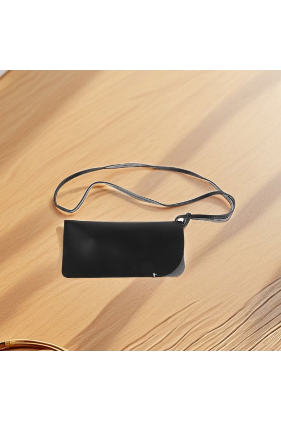 2Pcs Sunglasses Organizer Case Black PU Material Portable Neck Strap for Travel and Daily Use