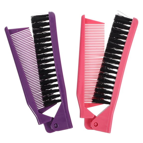 ELAYARD 2Pcs Travel Hair Brush Foldable Pocket Comb Portable Gentle on Hair