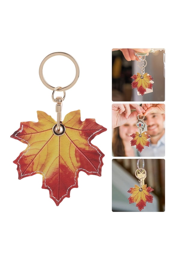 2Pcs Multifunctional Leaf Keyring Keychain with Access Card Holder for Backpack and Handbag