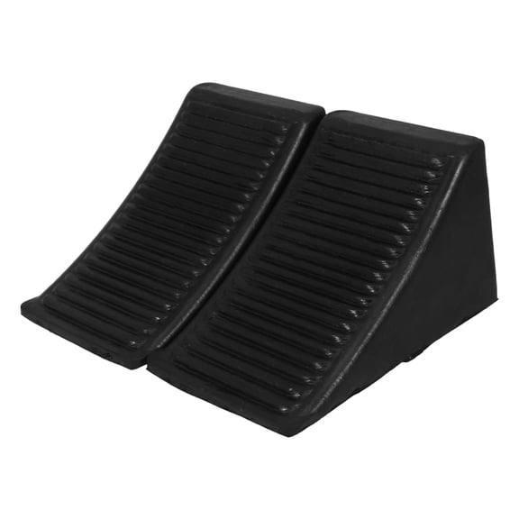 ELAYARD 2pcs Portable Black Wheel Chocks with Ring Rubber Plastic Tire Stopper