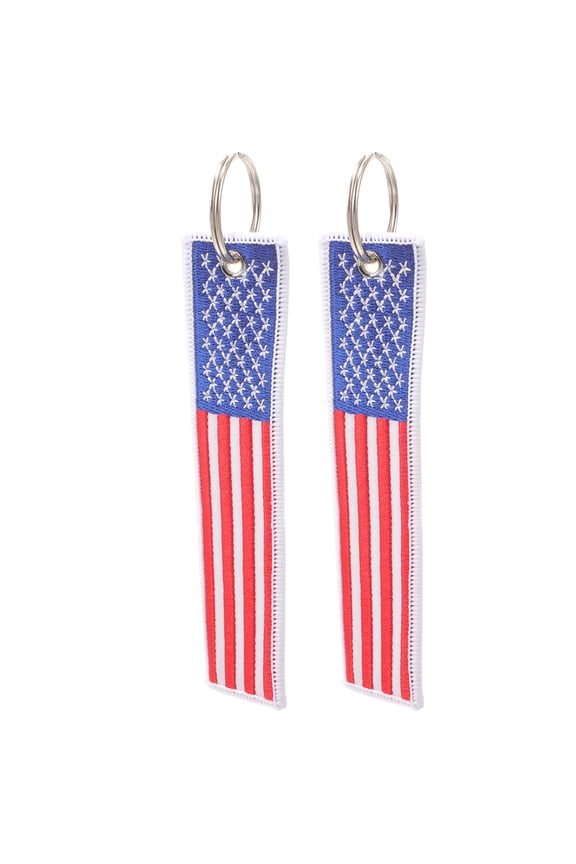 Usa Flag Keychain Beautifully Crafted Polyester Stainless Steel Decor 2Pcs