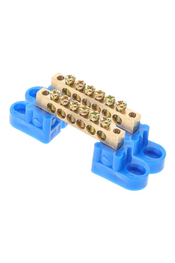 2Pcs Electrical Ground Bus Bar 6 Terminal Positions Copper Material for Industrial