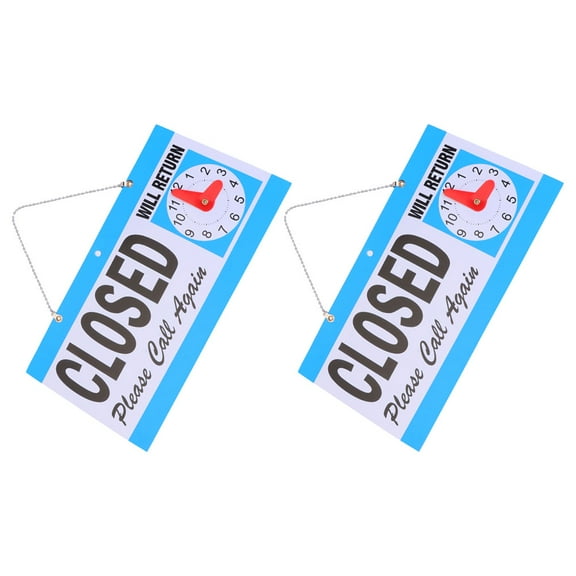 ELAYARD 2Pcs Double Sided Open and Closed Hanging Signs with Business Hours Clock for Shops and Restaurants