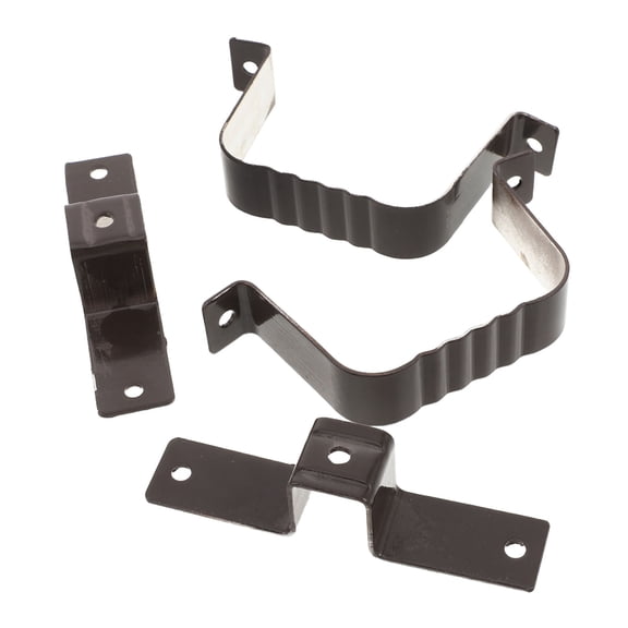 ELAYARD 2-Pack Weather-Resistant Aluminum Downspout Brackets with Pipe Mounting Straps for Roof Gutter Hardware Support