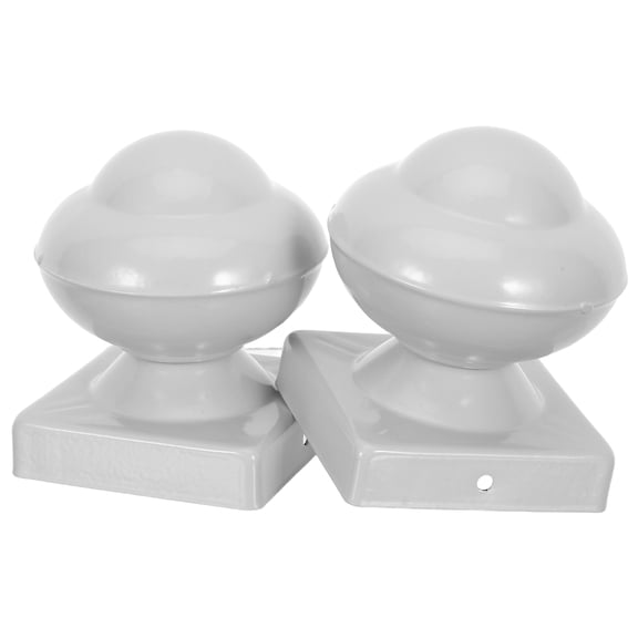 ELAYARD 2-Pack White Iron Gate Post Caps, Decorative Fence Post Covers, Weather-Resistant Outdoor Garden Accessories