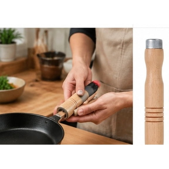 ELAYARD wooden tool handle Red Beech Wood, For 8-10 in Spatula and Spoon Replacement Parts 2 Pcs