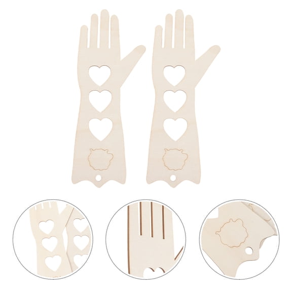 ELAYARD Set of 2 Beige Wooden Mitten Blockers for Knitting Display and Craft Support Accessories