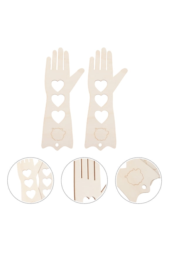 Beige Wooden Gloves Blocker for Display Knitting Projects 2Pcs