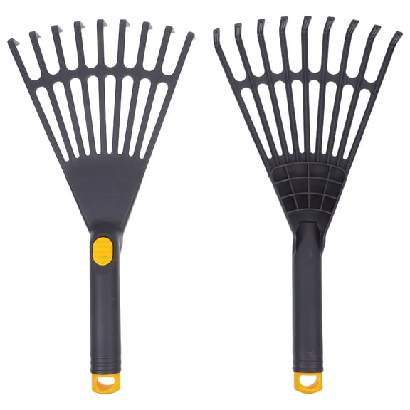 ELAYARD 2-Pack Grey Plastic Lawn Rakes with Comfortable Ergonomic Handles for Efficient Leaf Collection and Garden Care