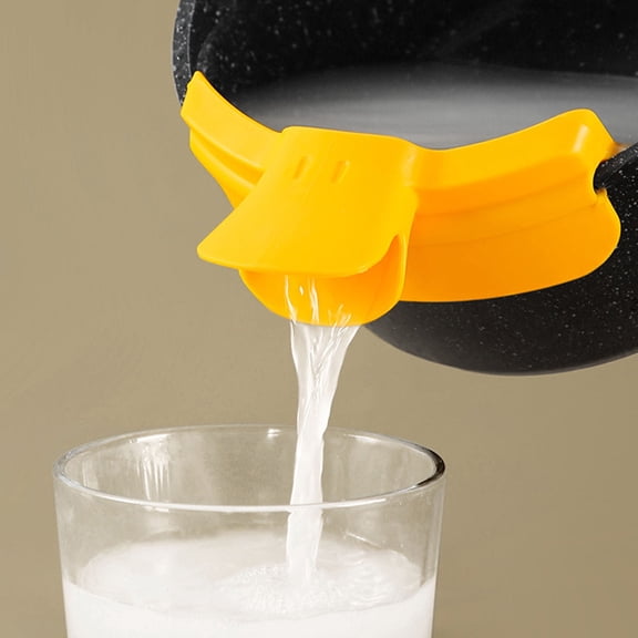 ELAYARD 2Pcs Yellow Flexible Soup Draining Funnel for Pot Edge with Leak Proof Design