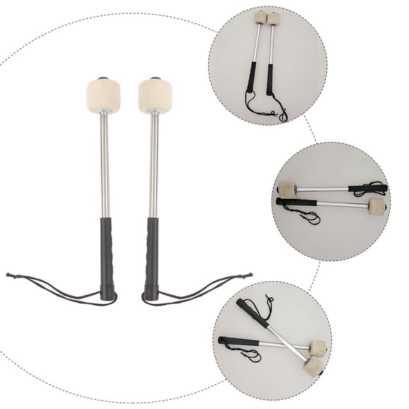 ELAYARD Percussion Instrument Accessories 2Pcs Wool and Stainless Steel Parts for Marching Band Drums