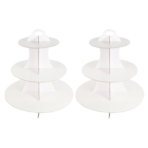 ELAYARD White Paper Snack Storage Stand, 2-Piece Multi-Tier Organizer for Cakes, Fruits, and Snacks
