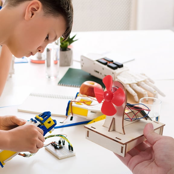 ELAYARD 2 Sets Solar Powered Fan Model Kit for Science Projects, Wooden Assembly with Stable Performance and Educational Value