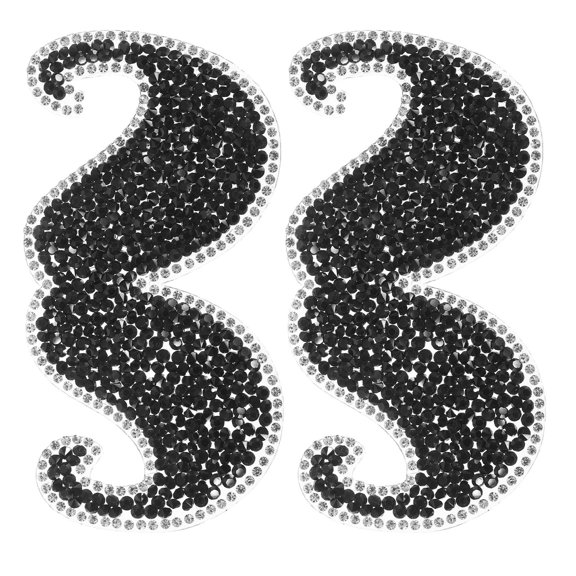 ELAYARD 2pcs 2pcs Mustache Iron-on Patch for Hats and Backpacks, Black Fabric