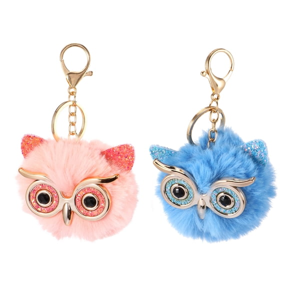 ELAYARD 2pcs Animal Patterned Keychain Pink Key Ring for Daily Use