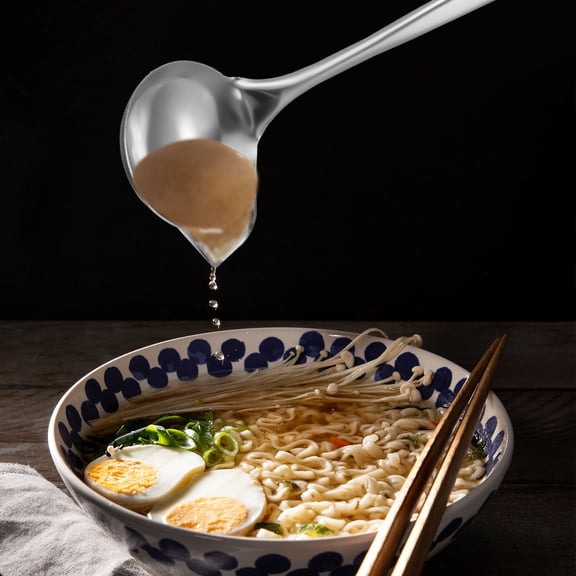 ELAYARD Set of 2 Stainless Steel Serving Ladles with Ergonomic Handles and Easy Pour Spouts for Kitchen and Dining