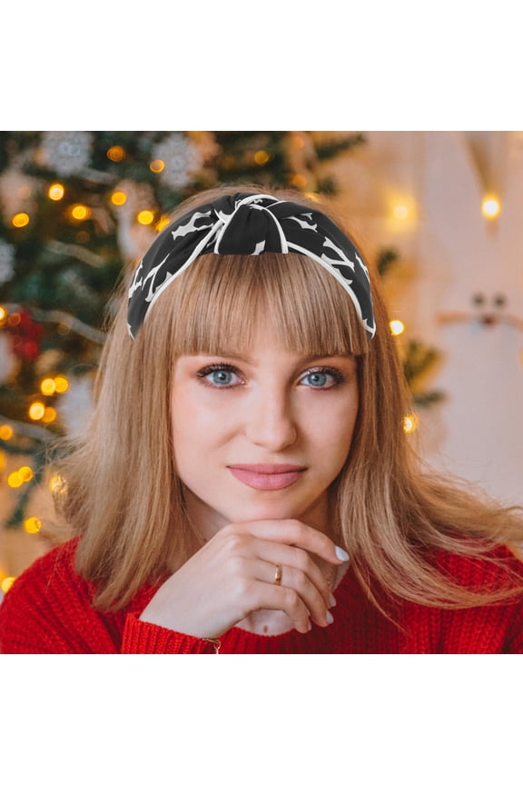 Black Headband with Bow Soft Cloth Wide Band Skin Friendly Material