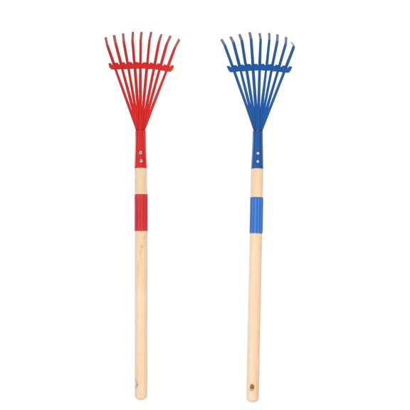 ELAYARD 2Pcs Small Hand Rake with Comfortable Wooden Handle for Gardening Tasks