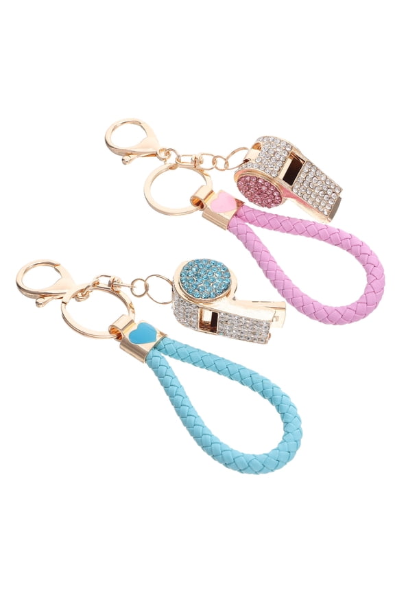 Metal Rhinestone Whistle Keychain Portable and Versatile for Everyday Use 2Pcs