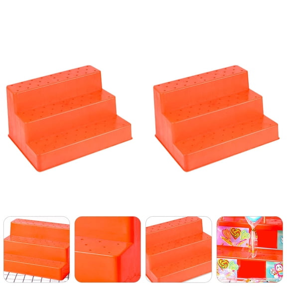 ELAYARD 2Pcs Multi Layer Orange Plastic Lollipop Display Rack Suitable for Home and Event Use