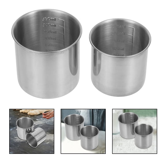 ELAYARD 2Pcs Lightweight Stainless Steel Kitchen Measuring Cups with Easy Grip and Clear Scale