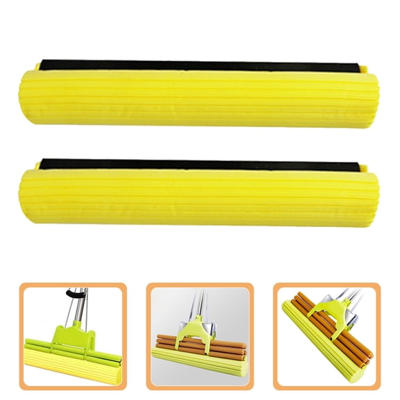 ELAYARD Super Absorbent Mop Replacement Heads, Yellow Sponge, for Daily Use 2Pcs
