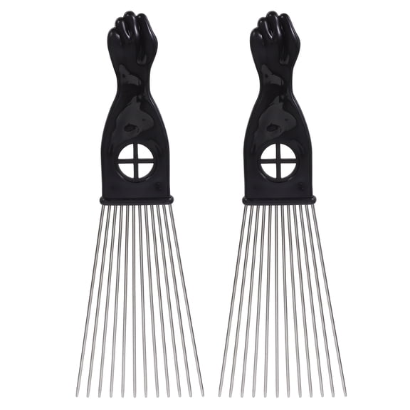 ELAYARD 2Pcs Wide Comb Steel Needle Rake Brush Smooth Polished Teeth Black
