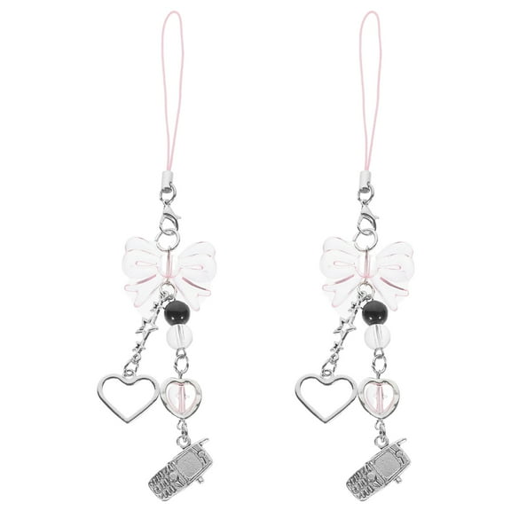 ELAYARD 2Pcs Kawaii Phone Charm Cute Bowknot Attachment for Phone Case in Pink for Women