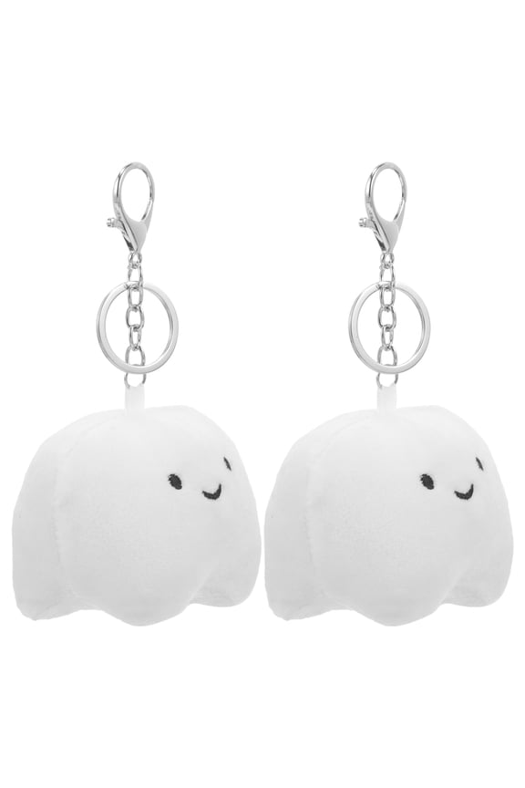 2Pcs White Tooth Stuffed Keychains Soft Plush Key Holder for Car Keys and Backpacks