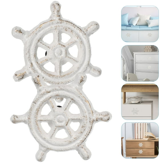 ELAYARD 2pcs Sea Dresser Knobs Cast Iron White For Home Decoration Room Renovation