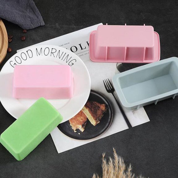 ELAYARD 2Pcs Silicone Rectangular Toast Mold Pink for Cake Chocolate and Bread Baking