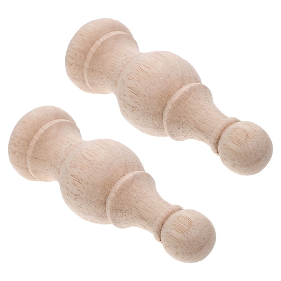 ELAYARD Sturdy Solid Wood Finials Khaki Versatile Design for Home Decor 2Pcs