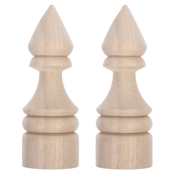 ELAYARD 2Pcs Wooden Curtain Rod Finials Unfinished Solid Wood Khaki for Home and Staircase Decor