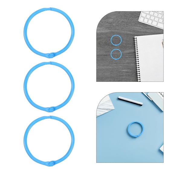 ELAYARD 30Pcs Blue Metal Binder Rings for Office Binding Fast Open Loose Leaf Paper Organizing