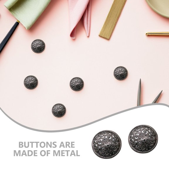 ELAYARD 30Pcs Durable Metal Button for Coat Black Hollow Out Style Perfect for Jacket and DIY