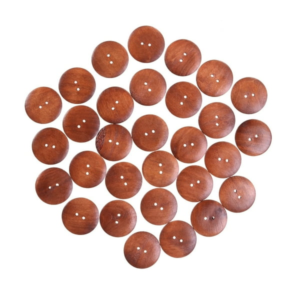 ELAYARD 30PCS Decorative Buttons Sewing Two Eyed Coat Button Brown for Scrapbook and Craft Making